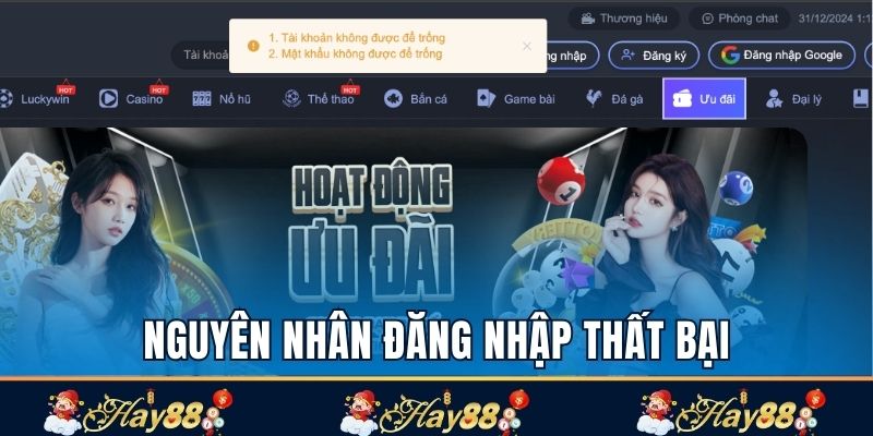 Nguyên nhân đăng nhập thất bại